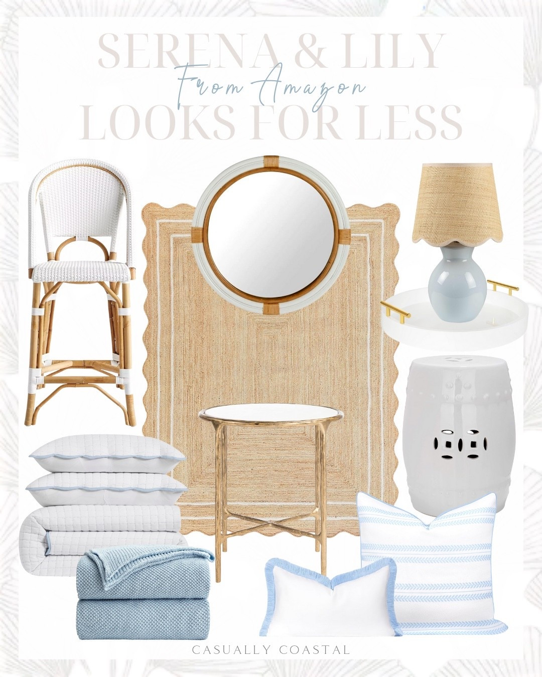 Serena & Lily Looks For Less From Amazon

Amazon home decor, Amazon rug, coastal rug, coastal mirror, coastal bedding, neutral rug, Amazon mirror, Amazon lamp, coastal lamp, coastal chair, coastal pillows, Amazon pillows, look for less, wave scalloped jute rug, rattan French bistro counter stool, lightweight soft coverlet, Amazon bedding, cable knit throw blanket, marble top end table, round end table, white ceramic garden stool, outdoor throw pillow, blue and white pillow cover, coastal lumbar pillow covers, nautical wall mirror, rattan round mirror, ceramics jute table lamp, white and gold round tray 

#LTKFindsUnder100 #LTKFindsUnder50 #LTKHome