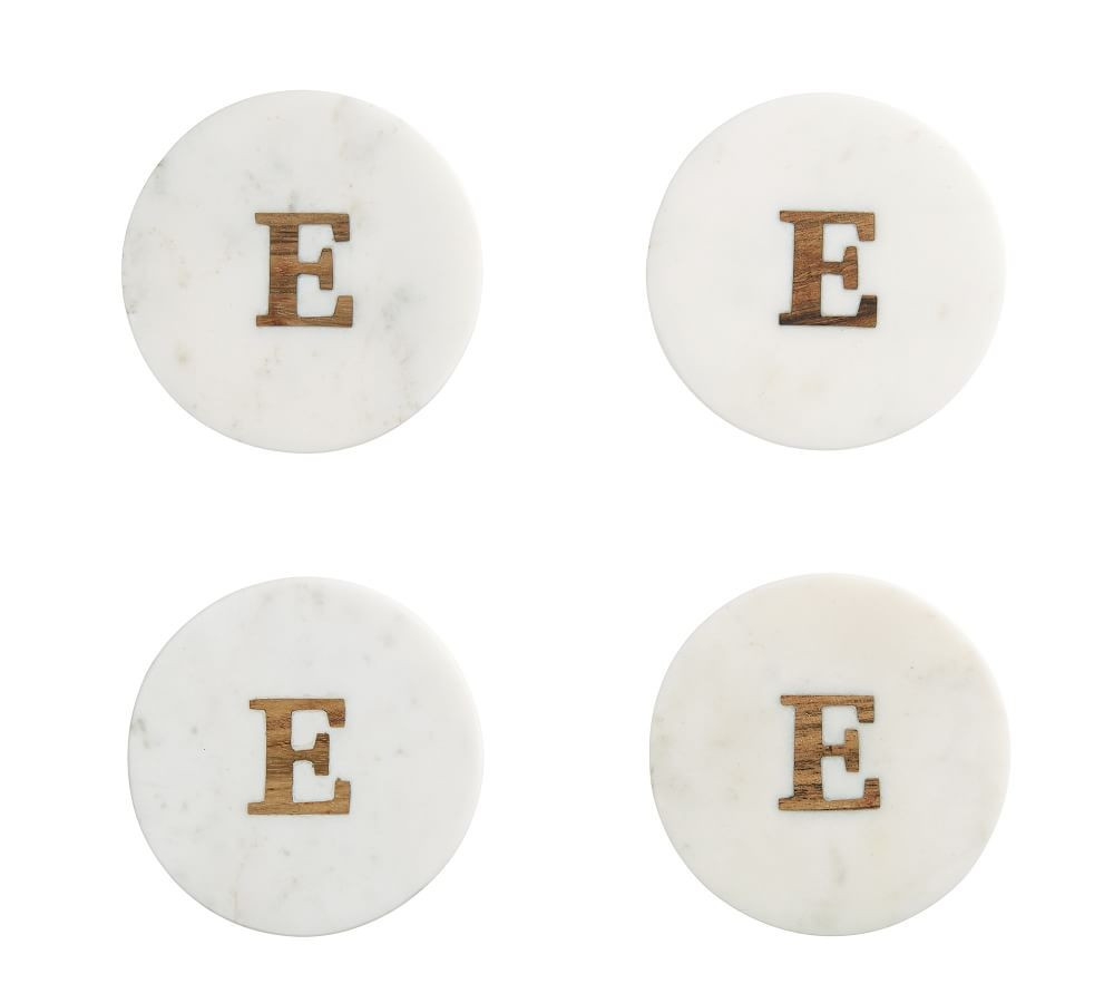 Handmade Alphabet Marble & Wood Coasters - Set of 4 | Pottery Barn (US)