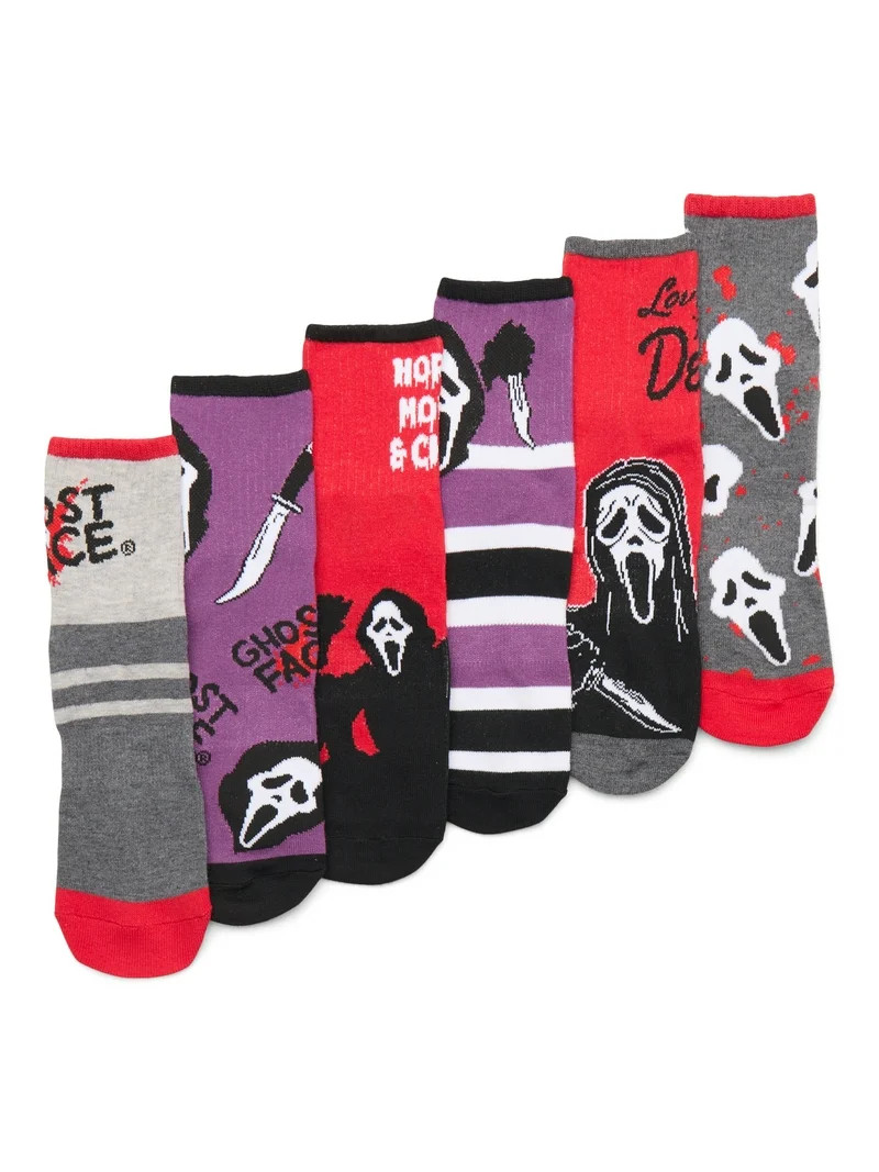 Ghostface Men's Quarter Crew Ankle Socks, 6-Pack, Shoe Sizes 8-12 | Walmart (US)