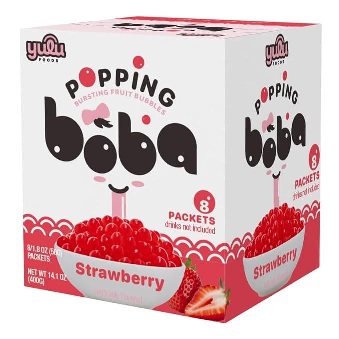 YULU FOODS Strawberry Popping Boba Pearls – Bursting Fruit Bubble Balls – 8 Pack Single-Serve... | Amazon (US)