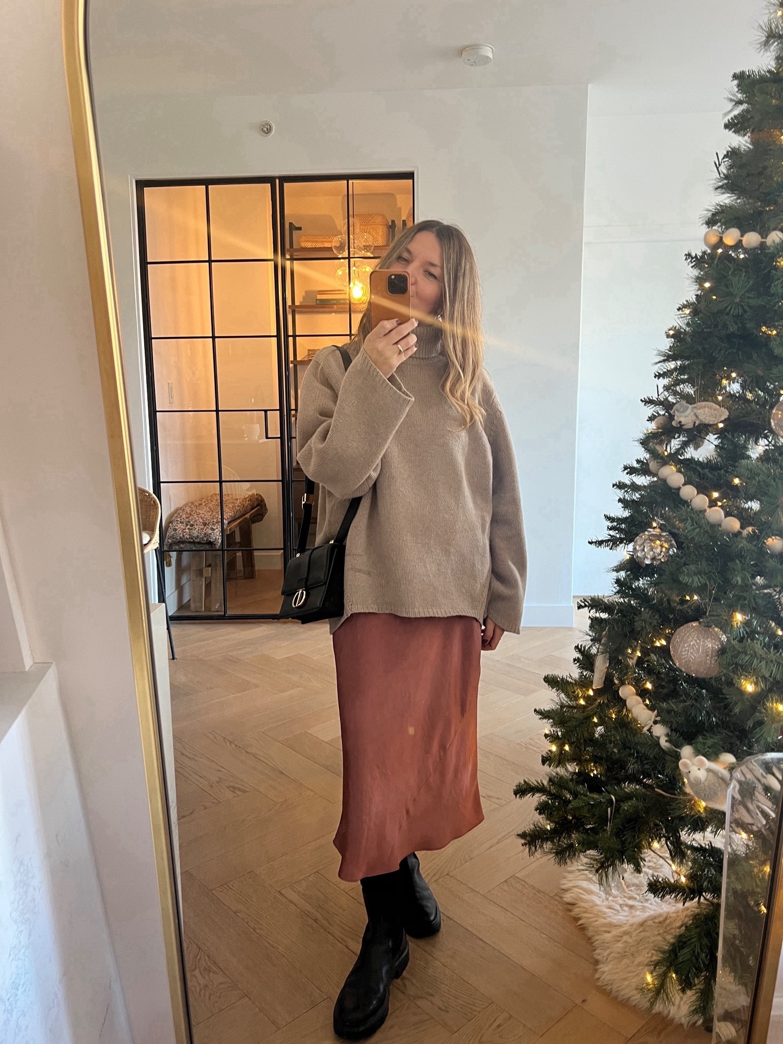 Festive outfits season! Love mixing silky dresses with my fave cozy knits! 🥂✨

#LTKSeasonal #LTKHoliday #LTKparties