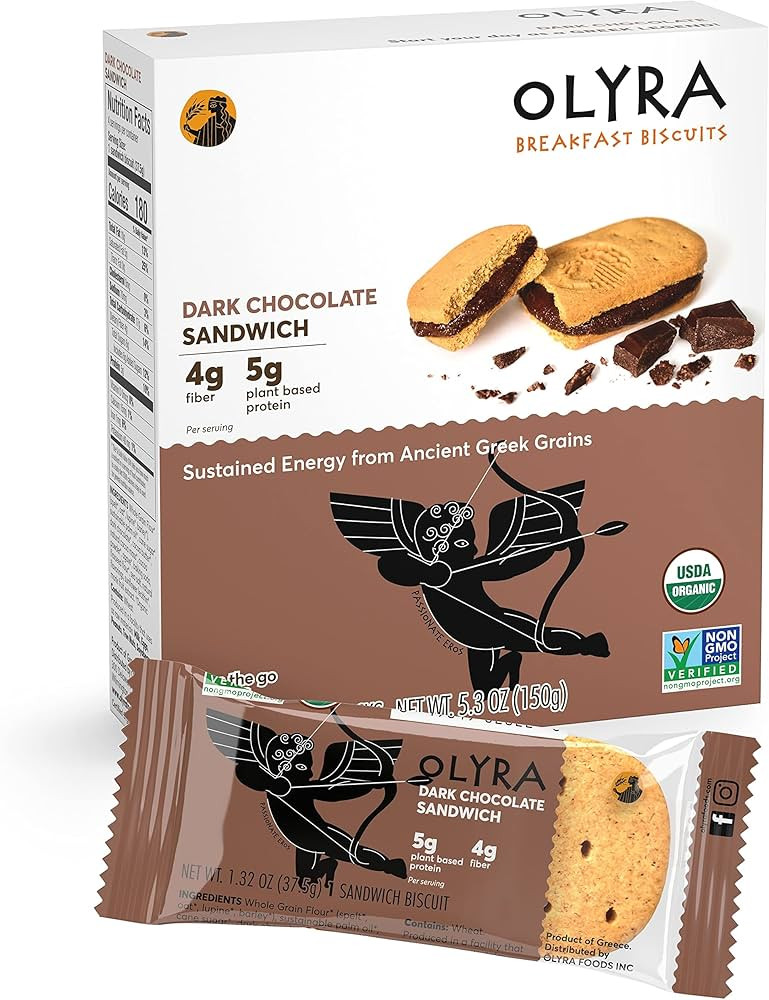 Olyra Organic Breakfast Biscuits Dark Chocolate | Healthy Snacks, Low Sugar, High Fiber, Plant Ba... | Amazon (US)