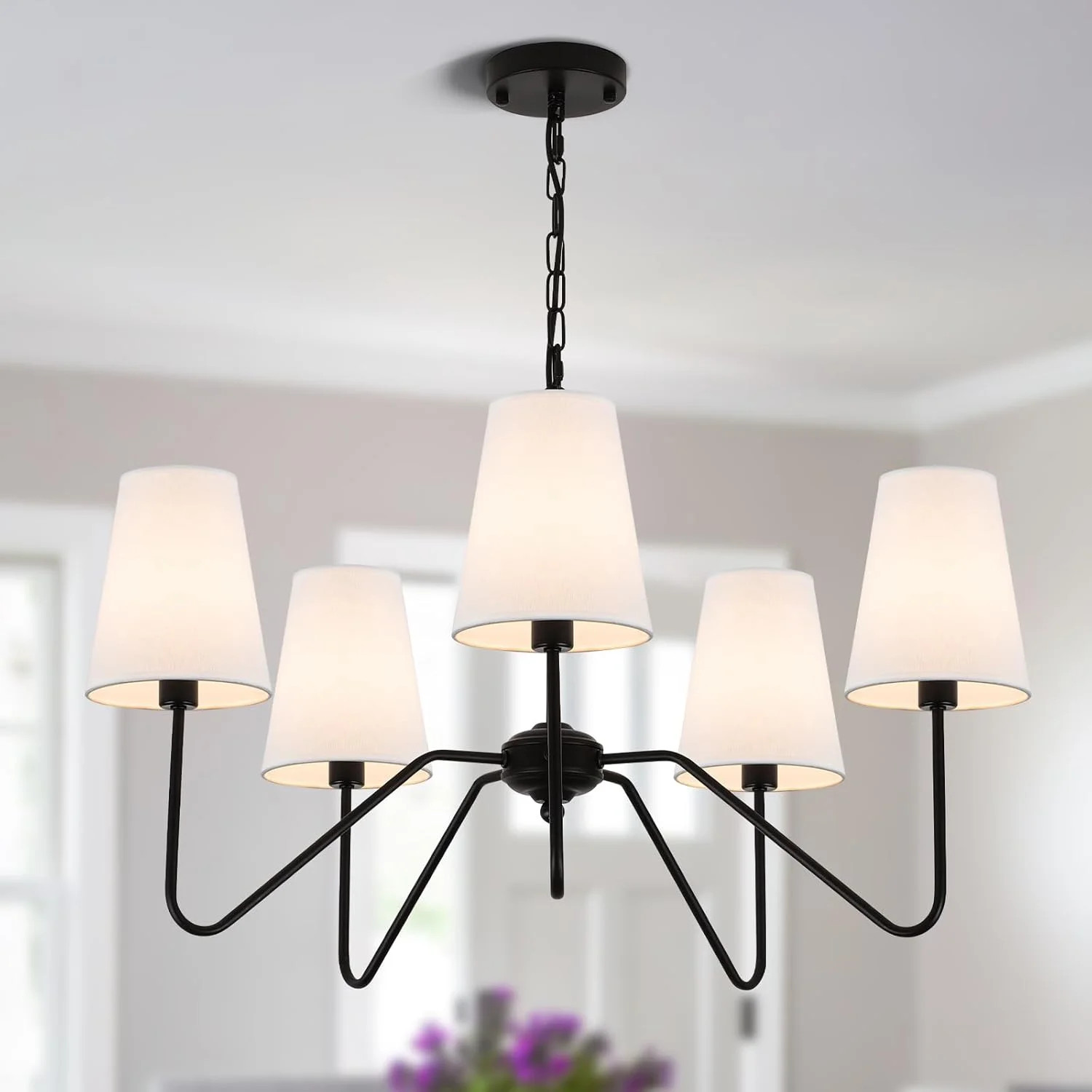 Chandeliers for Dining Room, Modern Pendant Light Fixture Over Table with White Shade Classic Cei... | Walmart (US)
