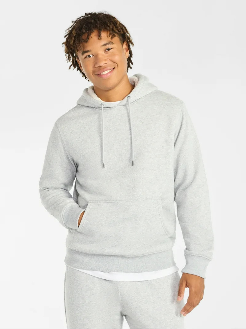 No Boundaries Men's & Big Men's High Pile Fleece Faux Shearling Lined Fleece Hoodie Sweatshirt, S... | Walmart (US)