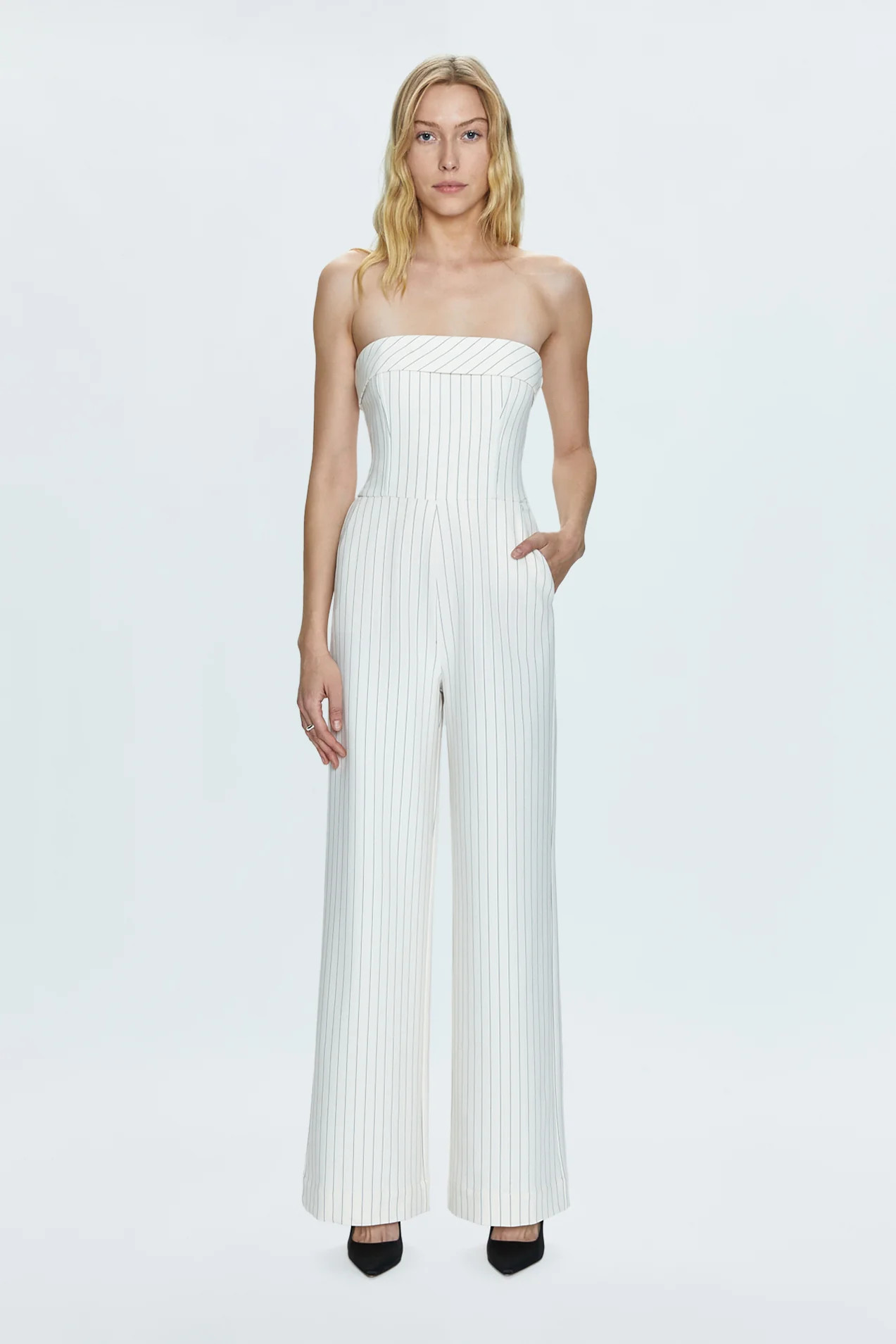 Valentina Jumpsuit - Le Blanc Pinstripe | Pistola Denim