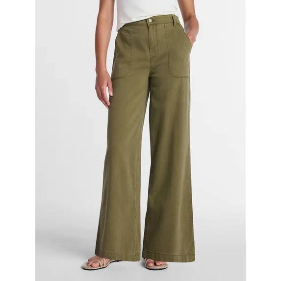 Time and Tru Women's High Rise Draped Utility Jeans, 30" Inseam, Sizes XS-XXXL | Walmart (US)