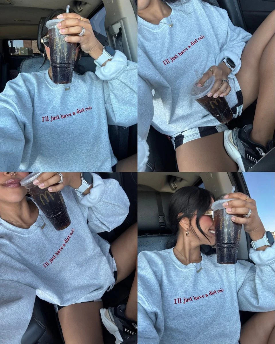 'I'll Just Have A Diet Coke' Embroidered Crewneck Sweatshirt | United Monograms