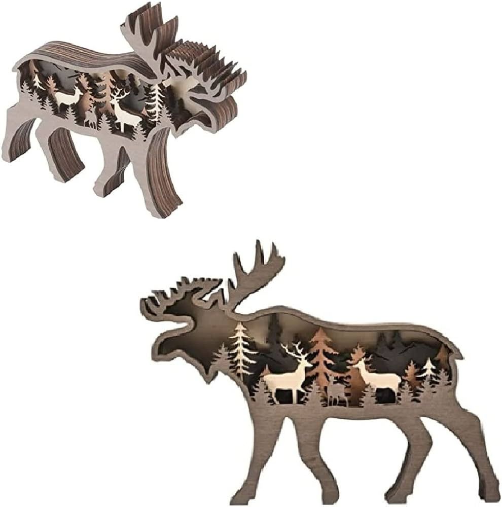 Wooden Forest Deer Decor Cabin Rustic Wall Decorations for Home Office Bedroom Living Room Table ... | Amazon (US)