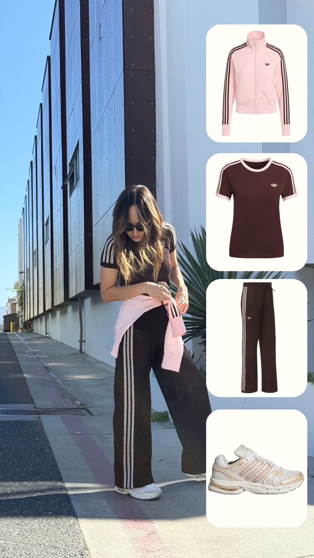 Y’all these new adidas spring arrivals are everything. This is exactly what I look for when it comes to outfits that are comfy but still feel elevated. Sets are truly the easiest way to look put together with zero effort — you can wear them as a full look or mix the pieces into your everyday wardrobe.

I’m especially obsessed with this chocolate brown and pink color combo right now. The crochet knit track pant with the baby tee set is so good on its own, and throwing the pink jacket over it just makes the whole outfit feel very cool-girl spring.
#createdwithadidas @adidas #adidaspartner

#LTKPetite #LTKootd #LTKSeasonal