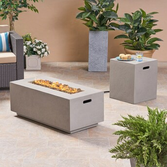 Best Selling Home Decor 40000-BTU Light Gray Composite Liquid Propane Outdoor Fireplace | Lowe's