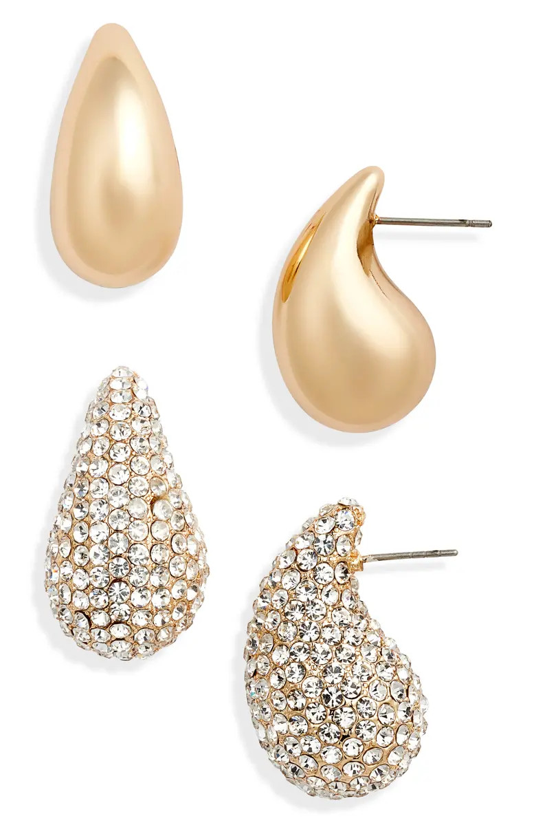 Open Edit Set of 2 Teardrop Stud Earrings | Nordstrom | Nordstrom