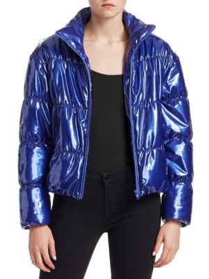 Faux Patent Leather Puffer Jacket | Saks Fifth Avenue OFF 5TH