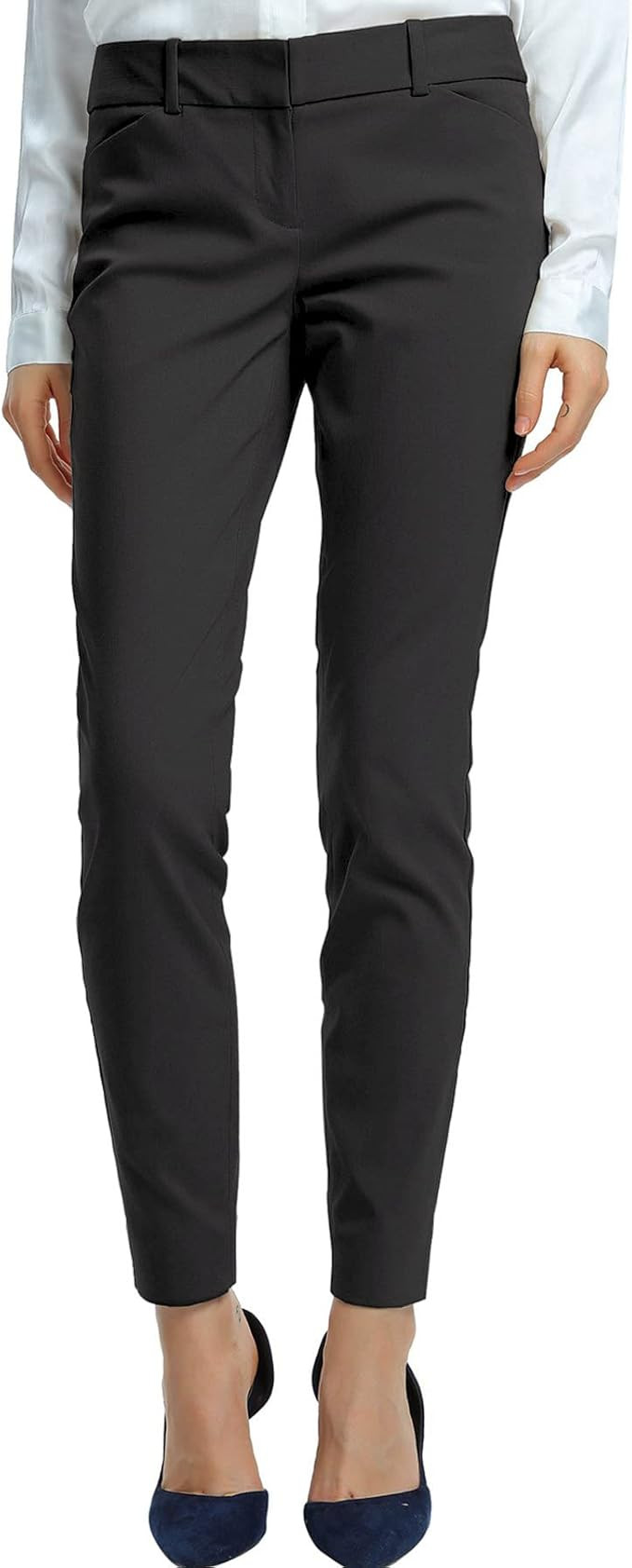 SATINATO Women's Straight Pants Stretch Slim Skinny Solid Trousers Casual Business Office | Amazon (US)