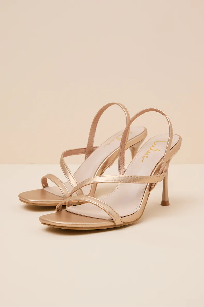 Leigh Champagne Gold Strappy High Heel Sandals | Lulus