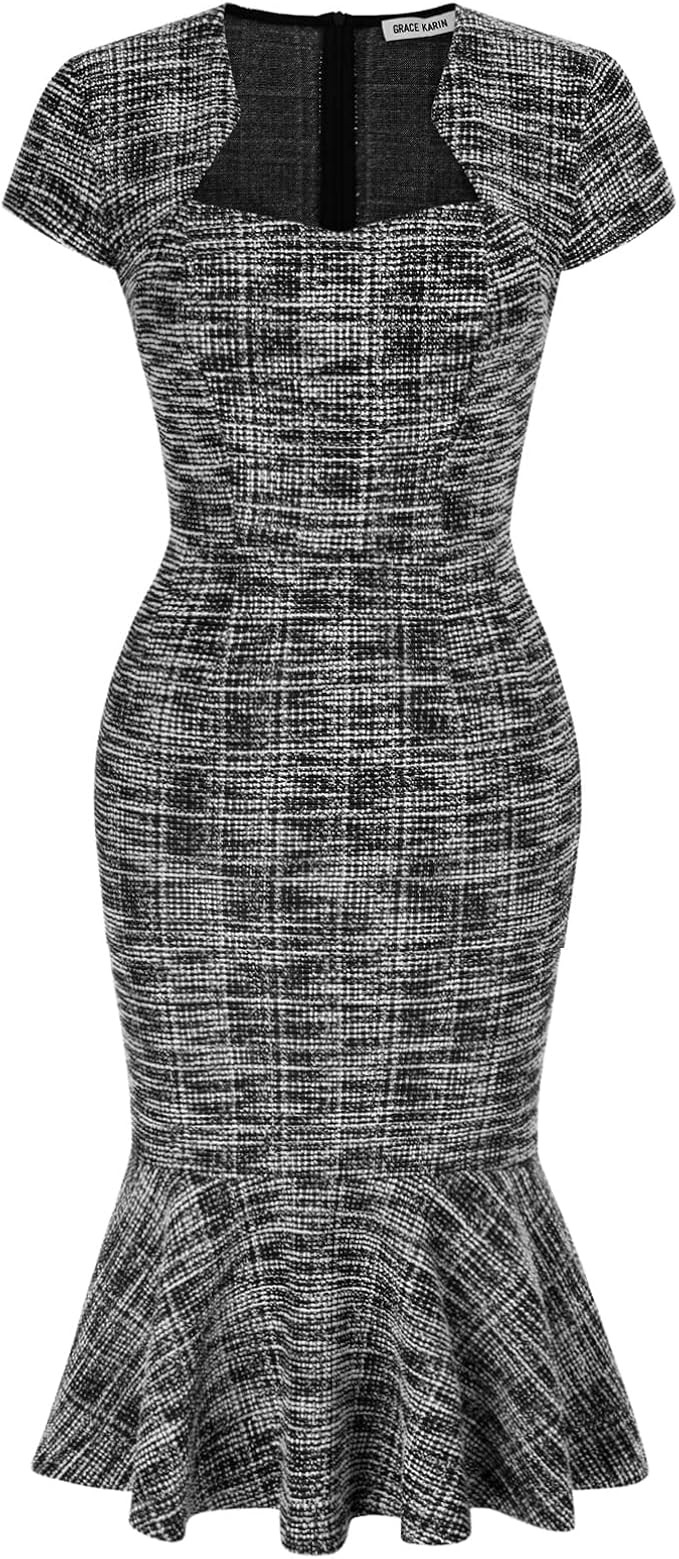 GRACE KARIN Women's Gorgeous Work Pencil Dress Cap Sleeve Sexy Bodycon Dress | Amazon (US)