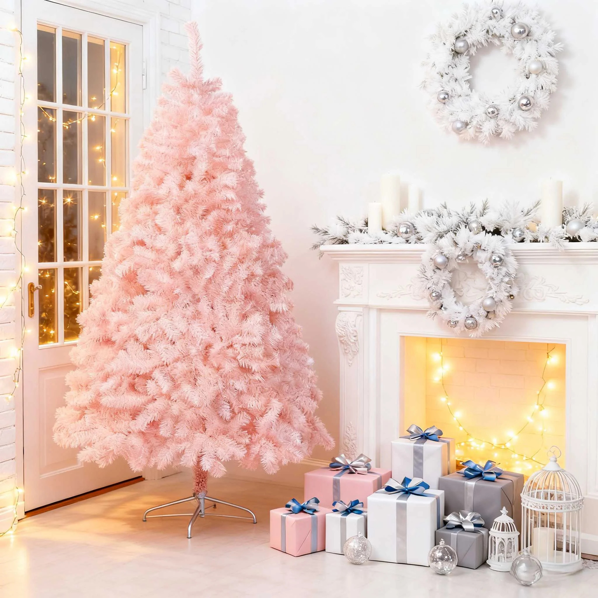 Ktaxon 6ft Pink Christmas Tree Artificial Christmas Tree Seasonal Holiday Decoration w/ 1,000 Bra... | Walmart (US)