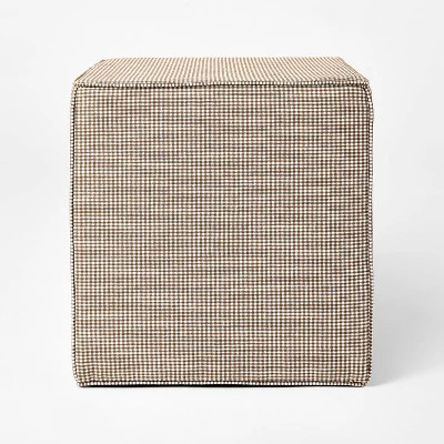 Lynwood Square Upholstered Cube Ottoman Faux Shearling Cream Boucle - Threshold™ designed with Studio McGee | Target