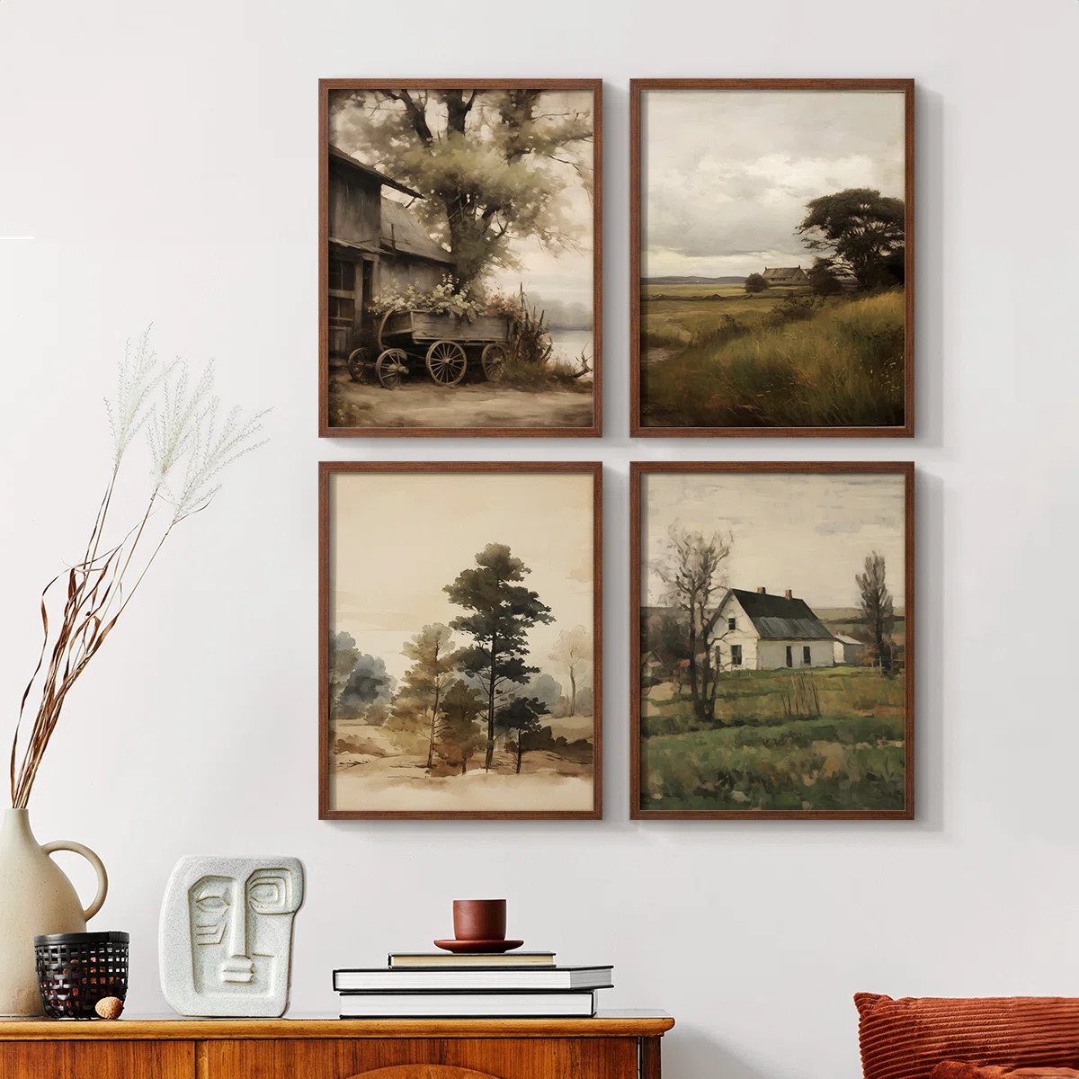 Vintage Landscape VIII  Framed Print - Set of 4 | Wayfair North America