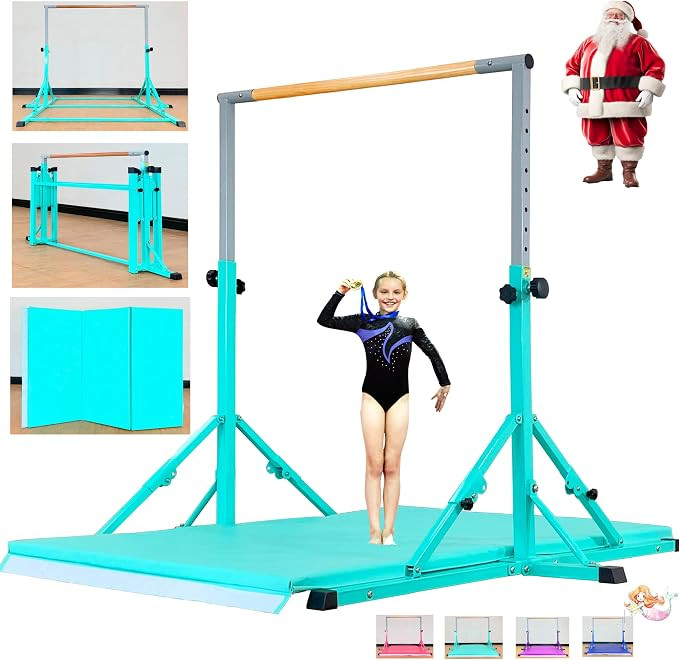 Gymnastic Bar For Kid and Teenage of 3-25, 5Ft/8 FT Base Length 4Ft Width 5Ft Adjust Height, Gymn... | Amazon (US)