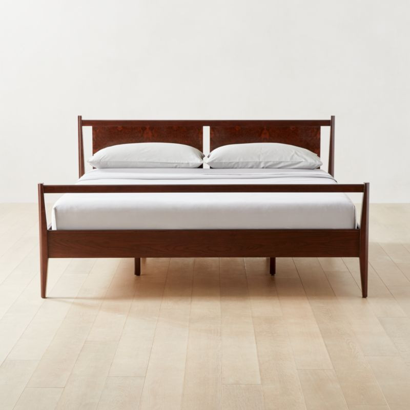 Angeles Burl Wood Modern King Bed | CB2 | CB2