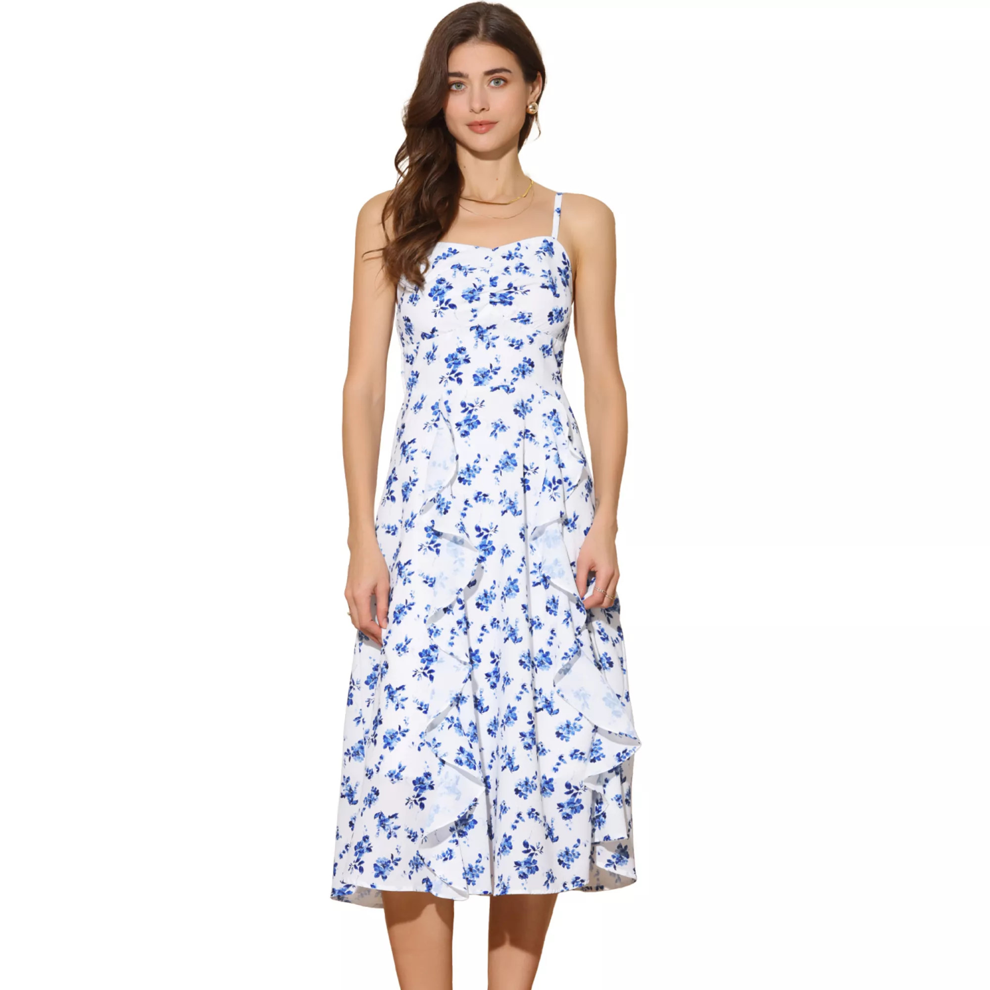 Summer Casual Floral Dress for Women's Sweetheart Neck Sleeveless Midi Sundress | Kohl's