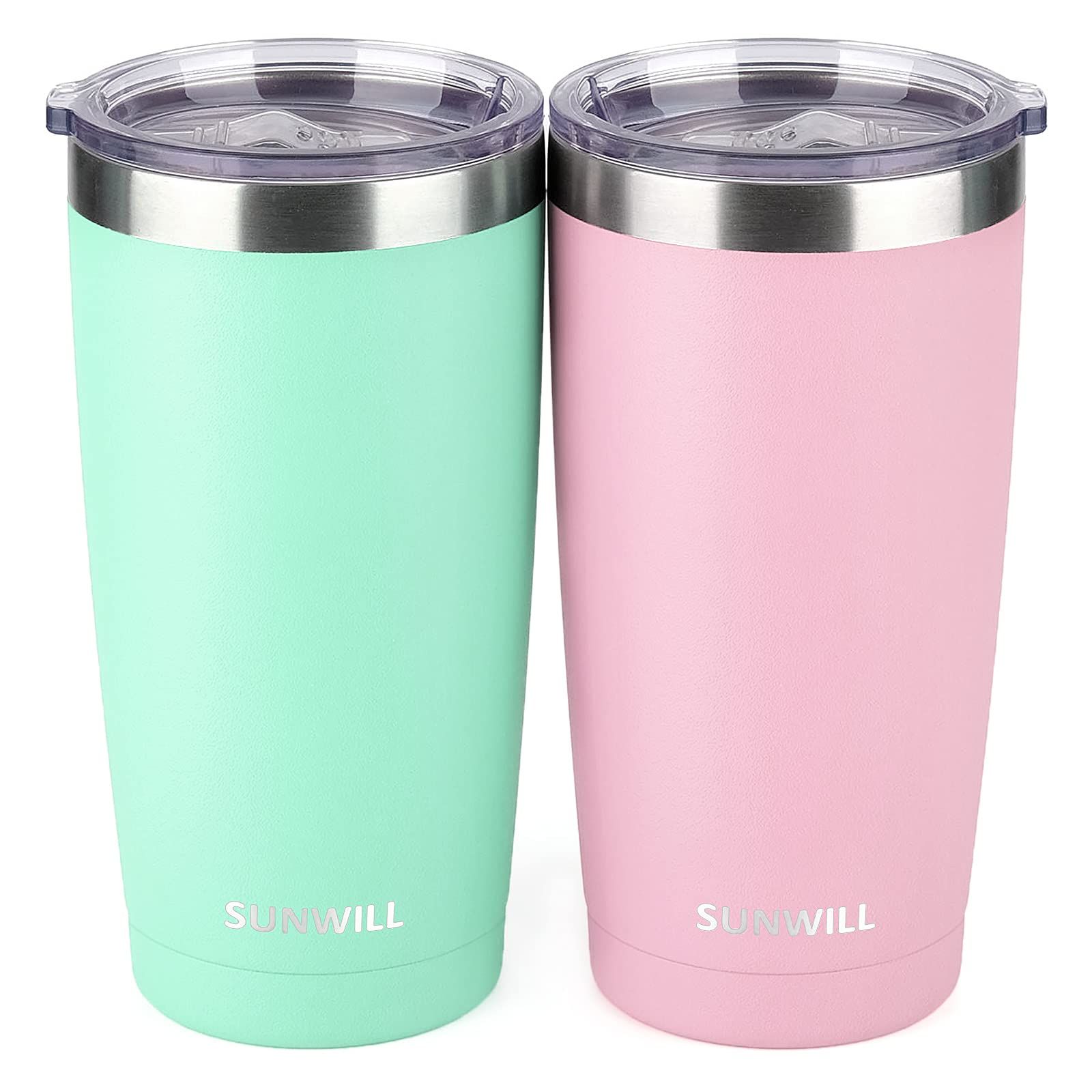 SUNWILL Insulated Coffee Mug Set of 2, 20 oz Tumbler with Lid, Stainless Steel Vacuum Double Wall Tr | Amazon (US)
