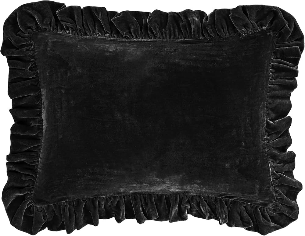 HiEnd Accents Stella Ruffled Dutch Euro Pillow, 27x39 inch, Black, Romantic Western Modern Tradit... | Amazon (US)