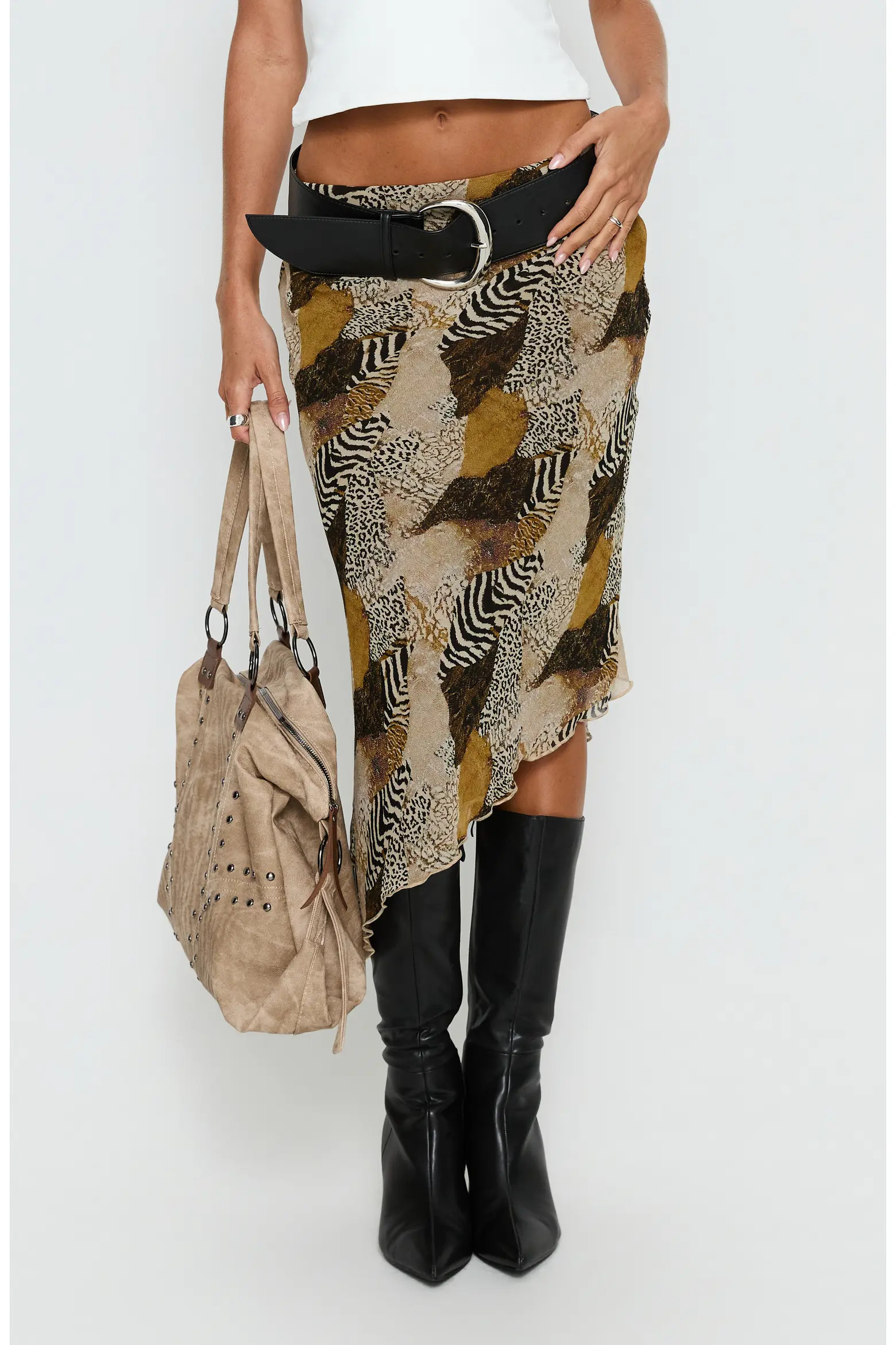 Princess Polly Suella Mixed Print Asymmetric Midi Skirt (Women) | Nordstrom | Nordstrom