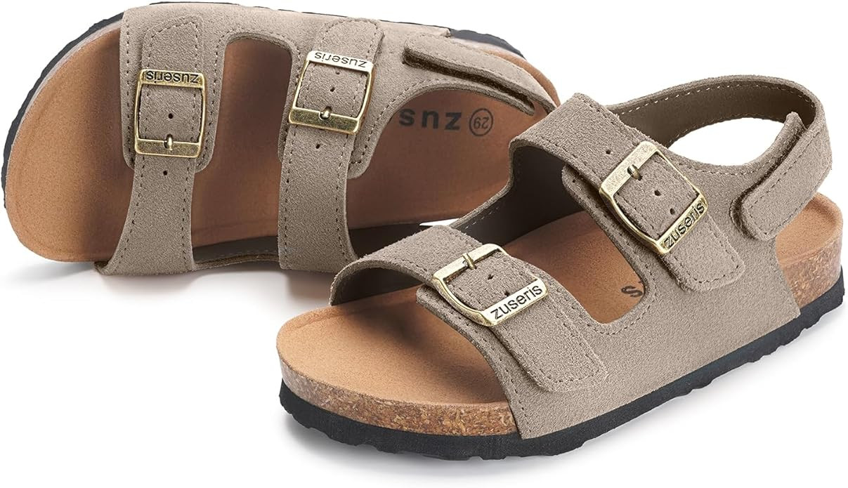 ZUSERIS Kids Toddler Sandals Boys Girls Cork Footbed Sandal Comfort Double Buckle Slip On Slipper... | Amazon (US)