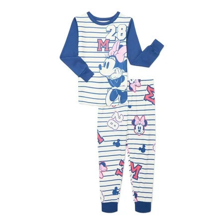 Minnie Mouse Girls Long Sleeve Tee and Pants Pajama Set 2-Piece Sizes 4-10 | Walmart (US)