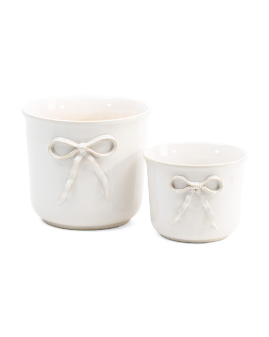 2pc Pretty Bow Ceramic Indoor Planters | Plants & Planters | Marshalls | Marshalls