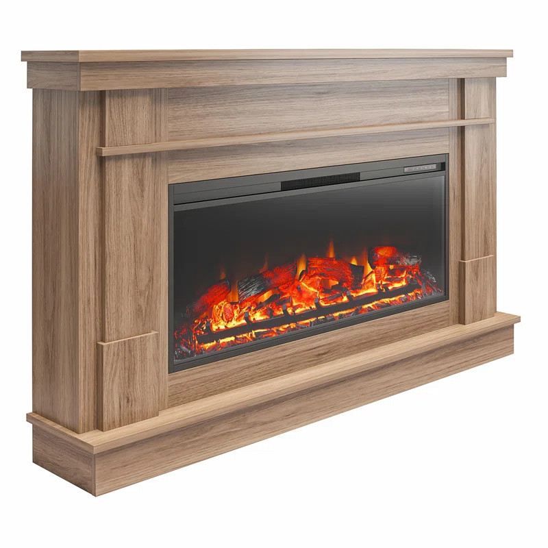 Ashmun Wide Mantel With Linear Electric Fireplace | Wayfair North America