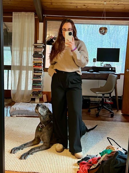 Comfy and simple work outfit. Wearing a size 12 in the princess Polly pants, wearing a size S/M in top (runs oversized) and wearing a half size smaller in the adidas! 

#LTKworkwear
