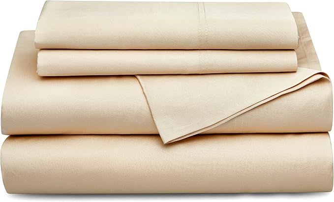 Bedsure 100% Bamboo Sheets Queen Beige - Deep Pocket Queen Sheets Set Up to 16 inches Mattress, C... | Amazon (US)