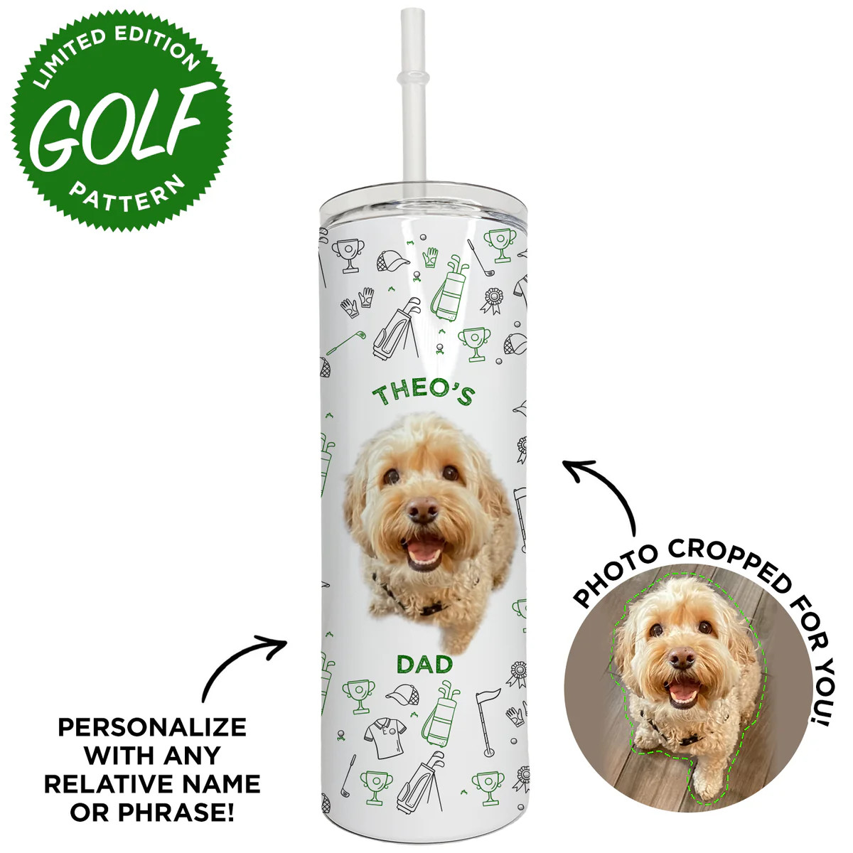 Personalized Pet Golf Skinny Tumbler | Type League Press