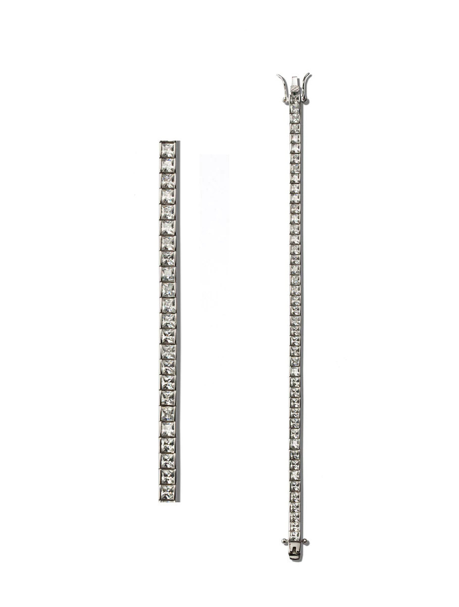 DORSEY PRINCESS CUT, LAB-GROWN WHITE SAPPHIRE SILVER RIVIERE BRACELET | Dorsey