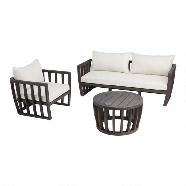 Dark Gray Barrel Wood Byron Outdoor Furniture Collection | World Market