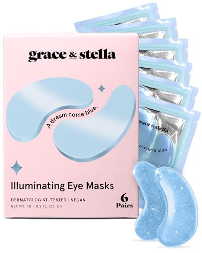 grace & stella Award Winning Under Eye Mask Reduce Dark Circles, Puffy Eyes, Undereye Bags, Wrinkles, Gel Under Eye Patches, Valentines Bags, Gifts Under 10 Dollars, Vegan (6 Pairs, Blue) | Amazon (US)