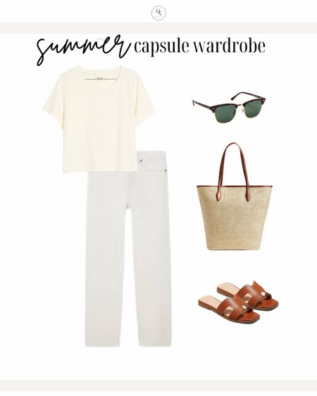 Summer is almost here! Another summer or late spring outfit ideas from the summer capsule wardrobe. Here is the summer capsule checklist to make getting dressed easy this summer: 

basic white t-shirt (cropped from madewell)
ribbed tanks  (black + white)
blazers  (black + white)
striped t-shirt
button downs (white + blue)
Amazon two-piece linen set (short or long)
AG denim shorts
Levi’s ribcage white denim jeans
H&M trouser shorts (white + black)
Agolde wide leg denim jeans in disclosure 
cognac sandals (Hermes dupe at target)
black slides
woven heels
fashion sneakers
sunglasses (tortoise + black)
Madewell classic cognac tote
Madewell black mini handbag
Madewell straw bag
Amazon or Left on Friday black swimsuit
Abercrombie swimsuit cover-up

Summer outfits women, summer outfits casual, summer outfits cute, summer outfits classy, resort outfits, summer outfits for mom, summer capsule wardrobe, summer capsule women, summer outfits for work, summer outfits trendy, beach summer outfits, summer outfits jeans, white jeans summery, outfits with trouser shorts, summer outfits for vacation, vacation outfits, summer shorts, what to wear this summer, key staples to wear this summer, summer tops, summer shorts, summer looks 


#LTKxMadewell #LTKSeasonal