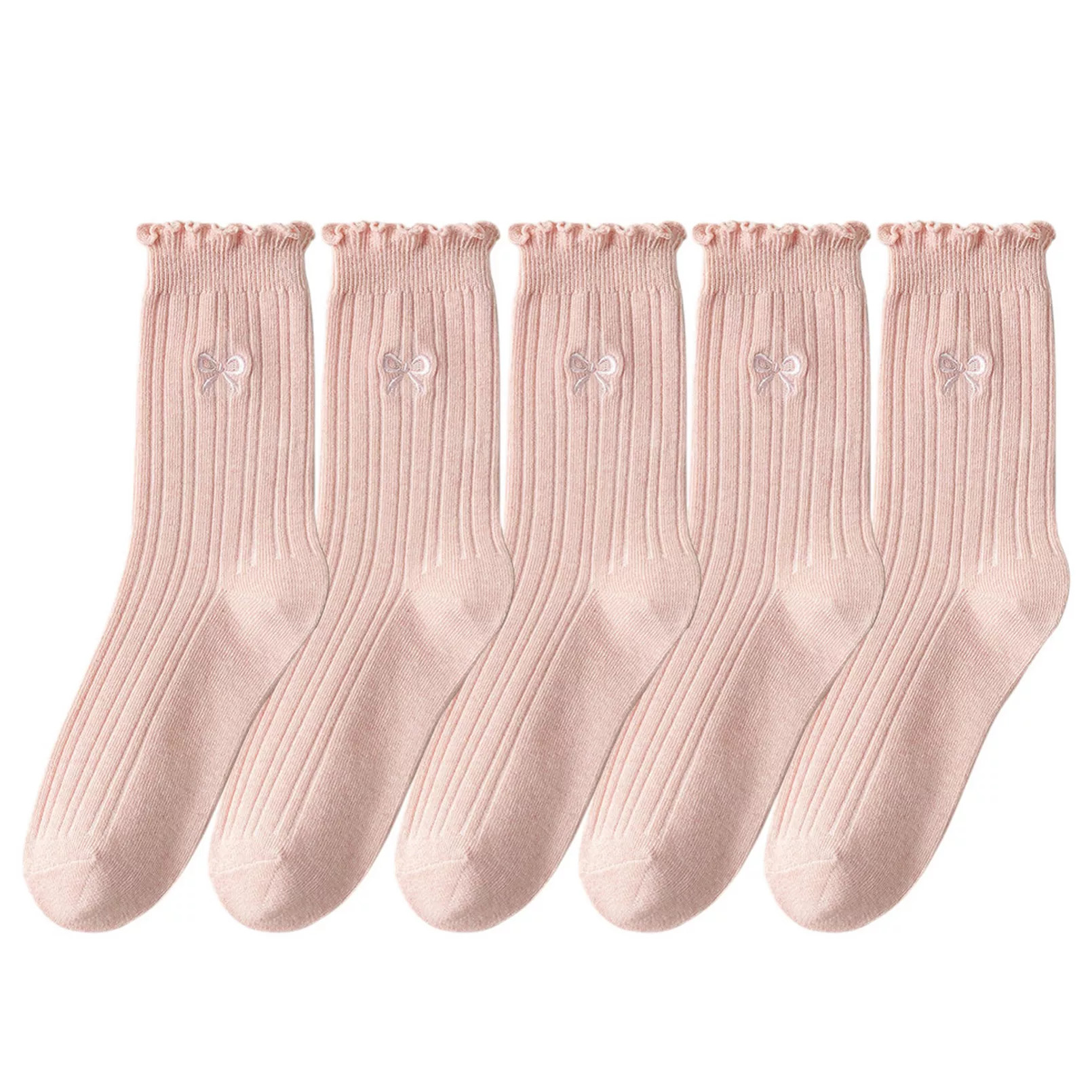 Women's Summer Ribbed Ankle Socks with Bow Embroidery Casual 5Pk | Kohl's