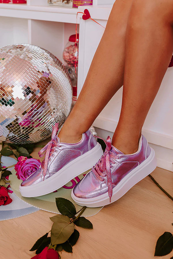 The Kimora Metallic Sneaker In Violet | Impressions Online Boutique