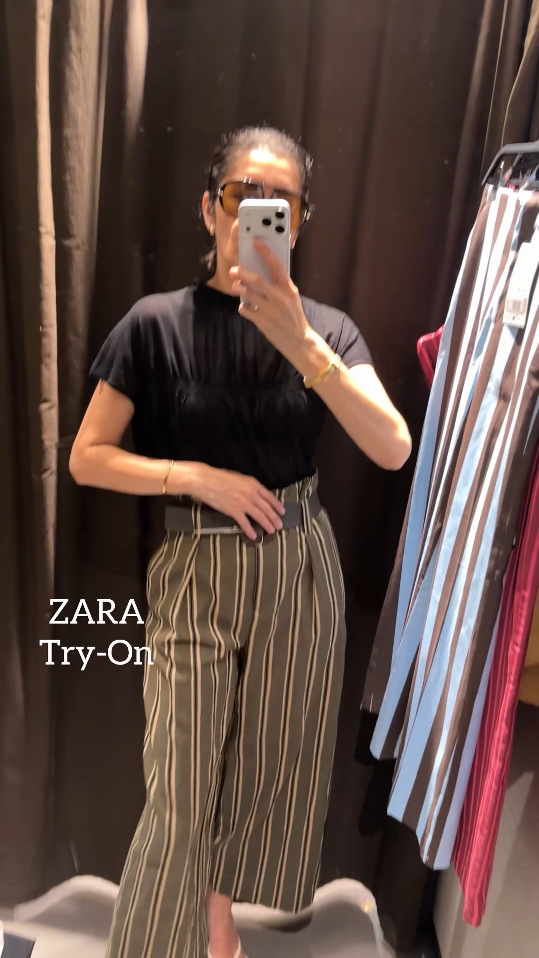 Zara try-on haul 🤎 These striped paperbag pants with the belt are such a chic find! I love the high-waisted silhouette and the statement belt detail. They instantly make a simple black top look more polished and put together. @Zara 

➡️ Zara striped paperbag pants — size S
➡️ Belt included
➡️ White thong sandals — true to size

➫ MY BODY MEASUREMENTS FOR YOUR REFERENCE
Bra: 32C (81 cm)
Waist: 26” (66 cm)
Hips: 38” (96.5 cm)
Height: 5’7” (170 cm)

Zara striped pants | Zara paperbag pants | high waisted striped pants | belted pants | Zara try on haul | Zara new arrivals | striped pants outfit | fall pants outfit | Zara outfit ideas | fashion over 40 | fashion over 50

#ZaraFinds #ZaraTryOn #FallOutfits #LTKStyle

#LTKSeasonal #LTKOver40 #LTKgrwm