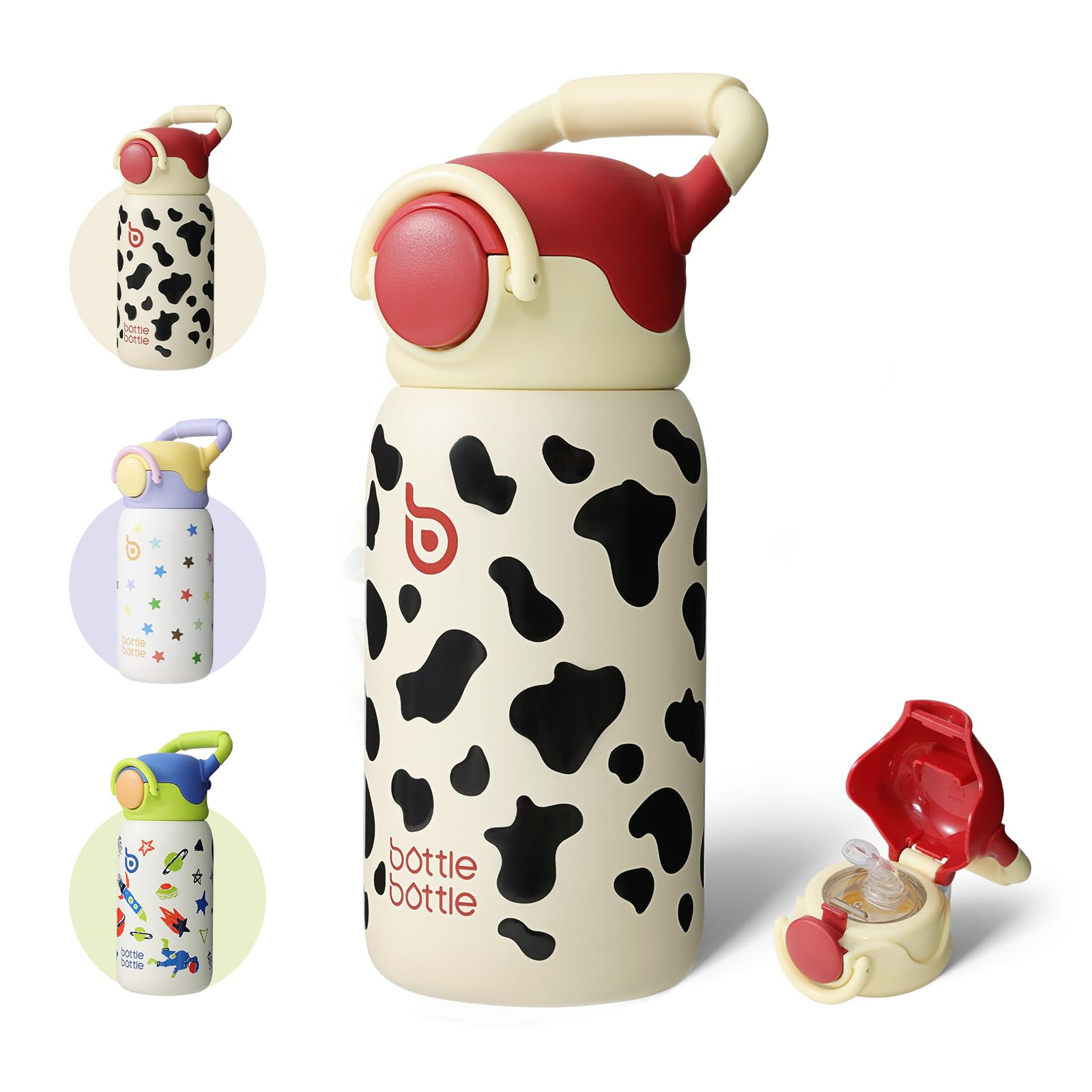 BOTTLE BOTTLE Kids Insulated Water Bottle with Straw Lid and Handle 16 oz Stainless Steel Vacuum ... | Amazon (US)