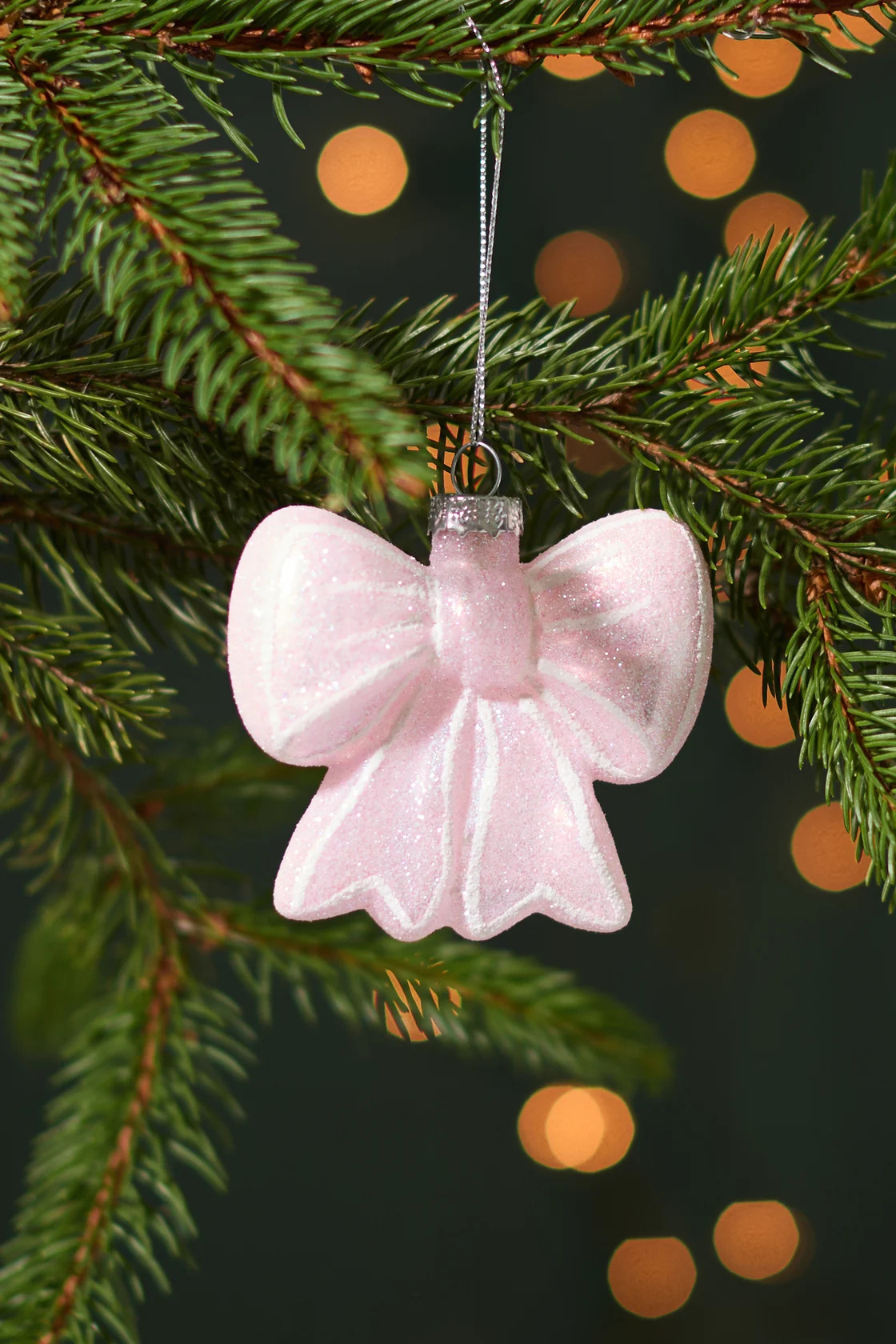 Glitter Bow Christmas Ornament in Pink | Altar'd State | Altar'd State
