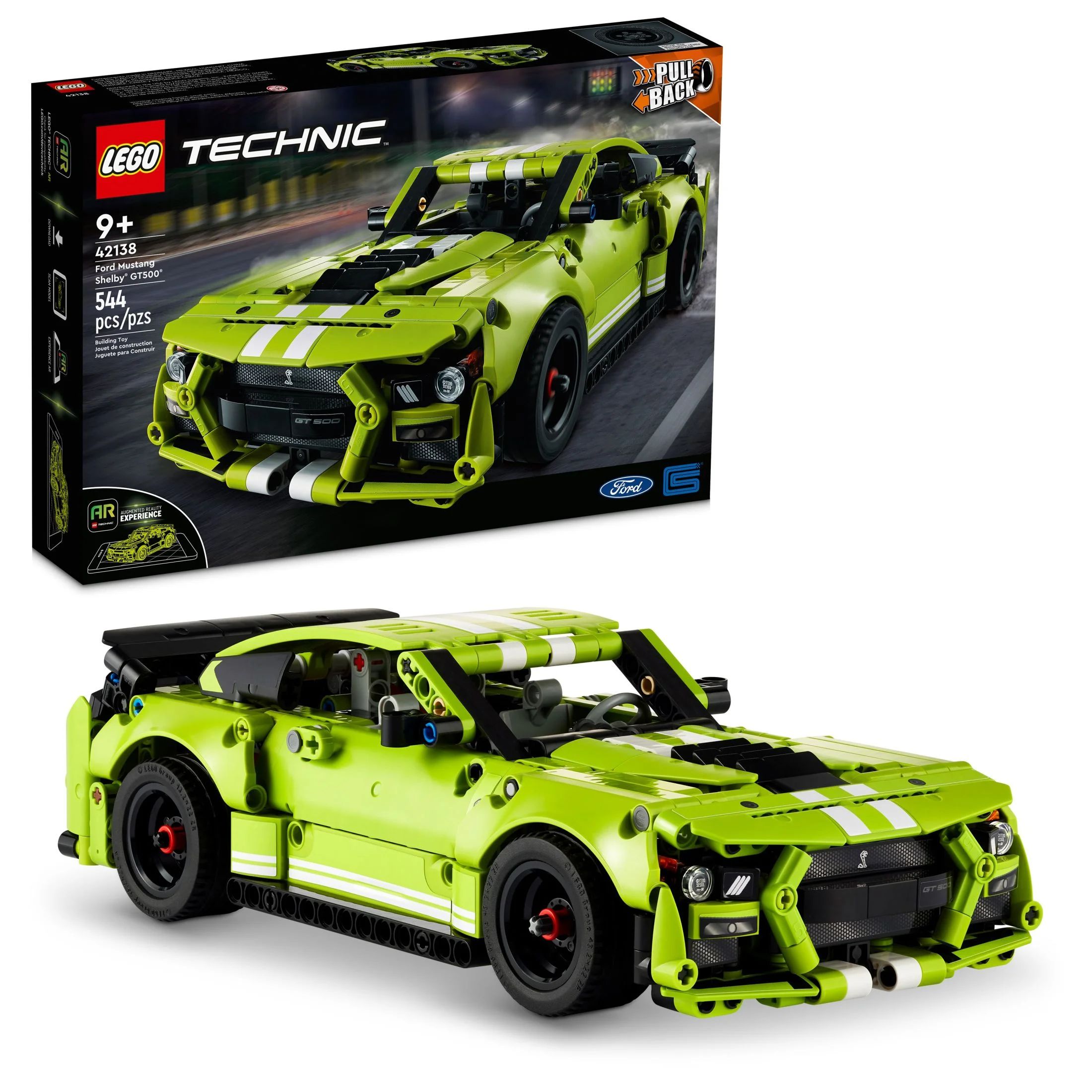 LEGO Technic Ford Mustang Shelby GT500 Building Set 42138 - Pull Back Drag Race Toy Car Model Kit... | Walmart (US)
