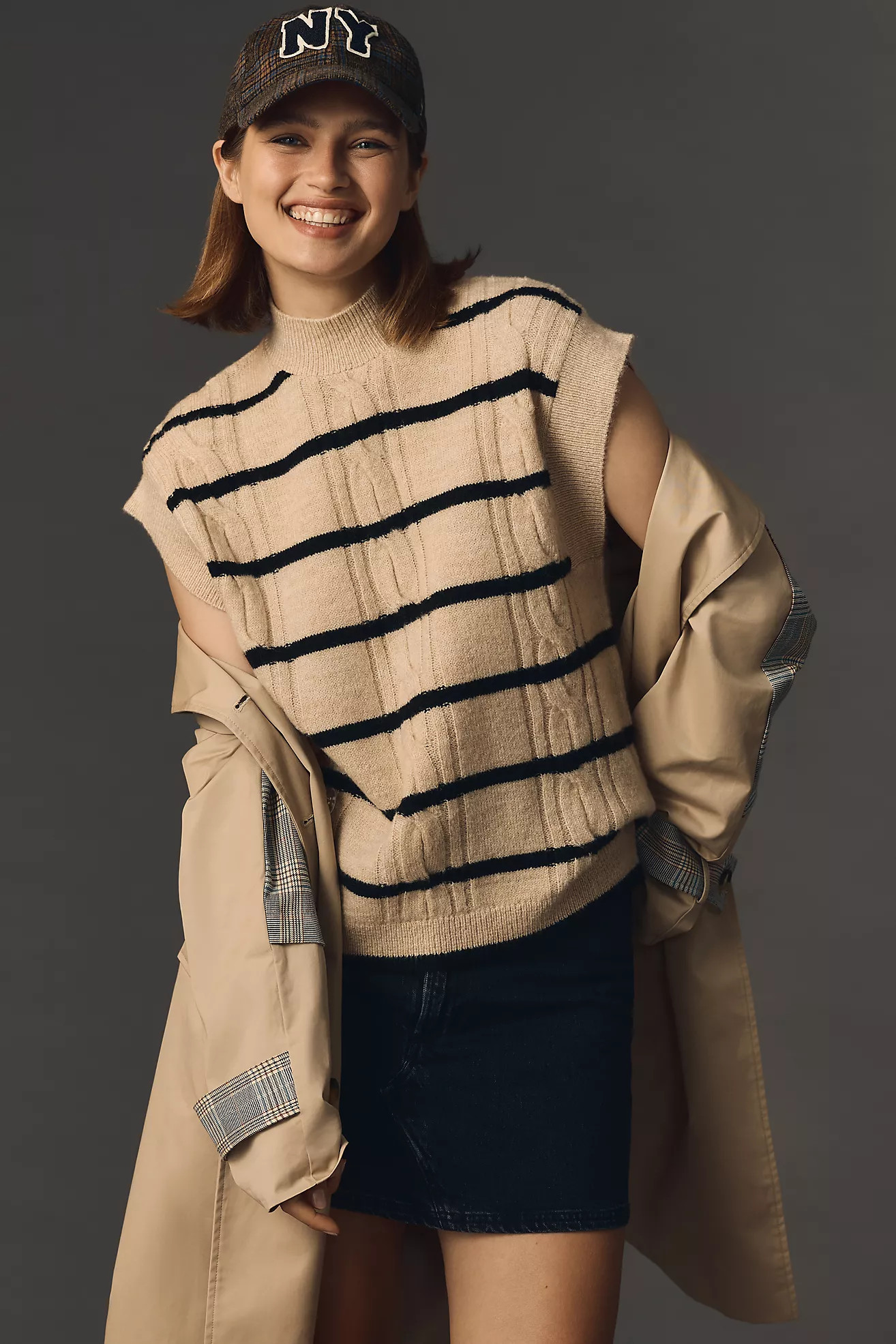 Maeve Striped Cable Sweater Vest | Anthropologie (US)