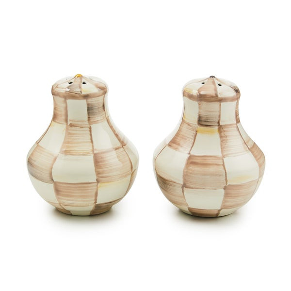 MacKenzie-Childs Mocha Check Salt & Pepper Shakers | MacKenzie-Childs
