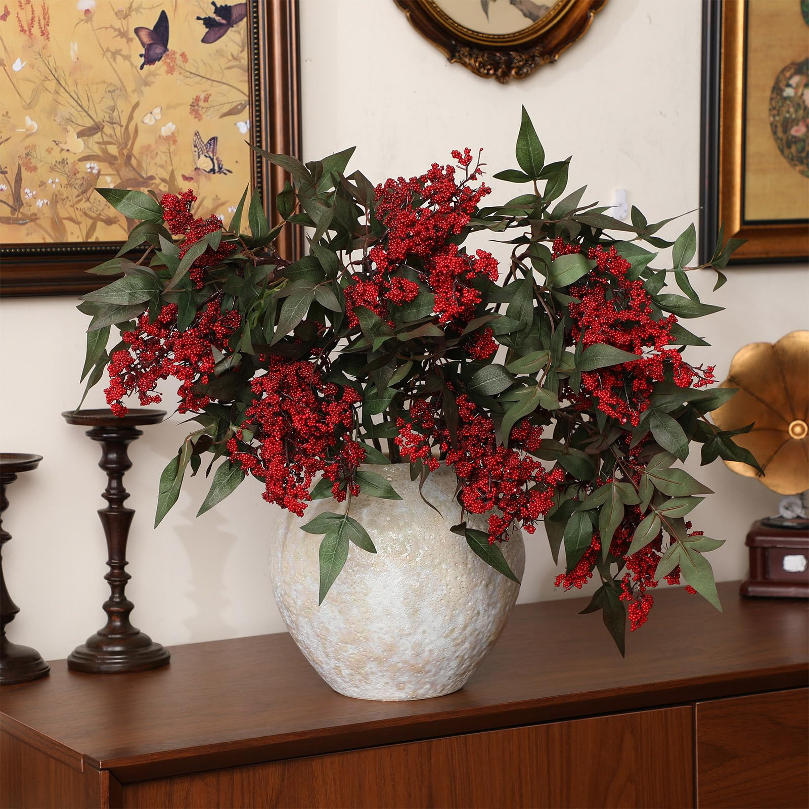 Zeyune 3 Pcs Fall Artificial Dusty Plum Stem Sedum Berry Stem Autumn Faux Berry Picks Branches Fa... | Amazon (US)