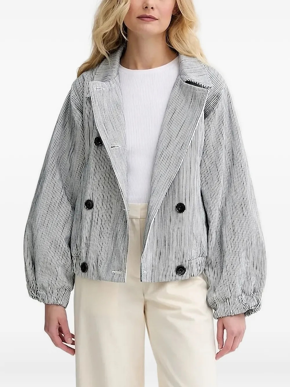 Sessùn striped oversized jacket - Blue | Farfetch Global