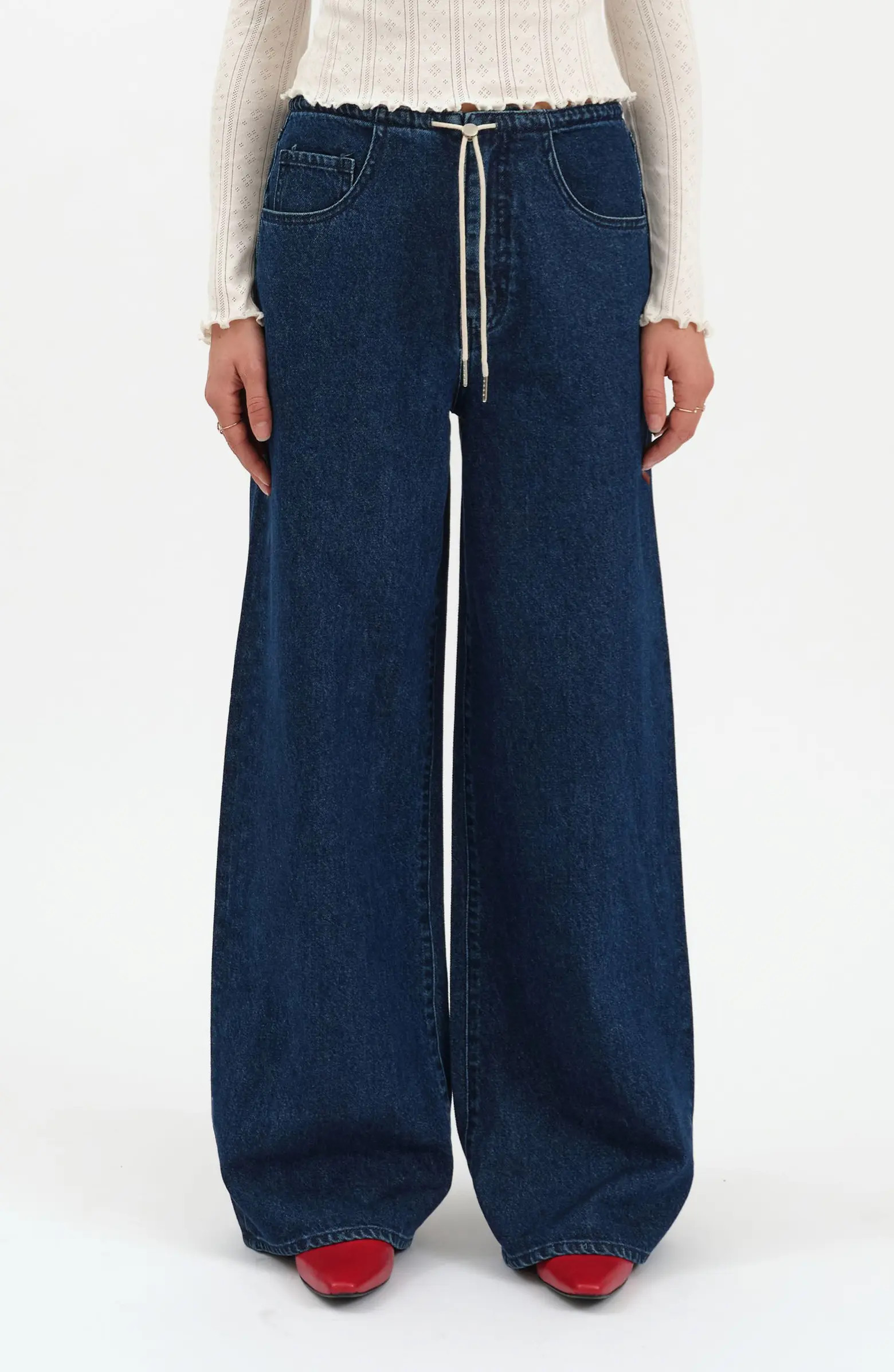 Madison Tie Waist Wide Leg Jeans | Nordstrom